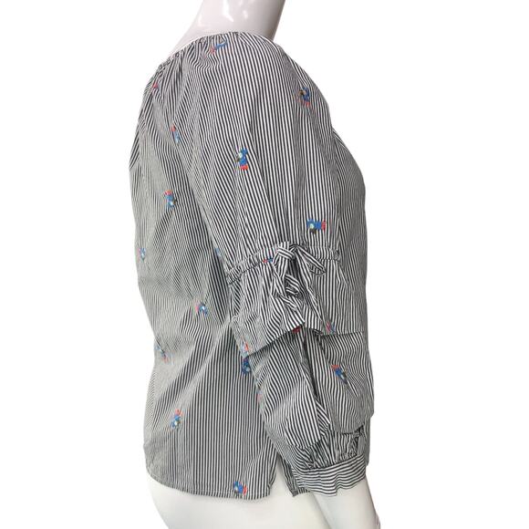 Sanctuary Womens Size M Striped Top Boho Tiered Bell Sleeves 100% Cotton - Picture 9 of 15